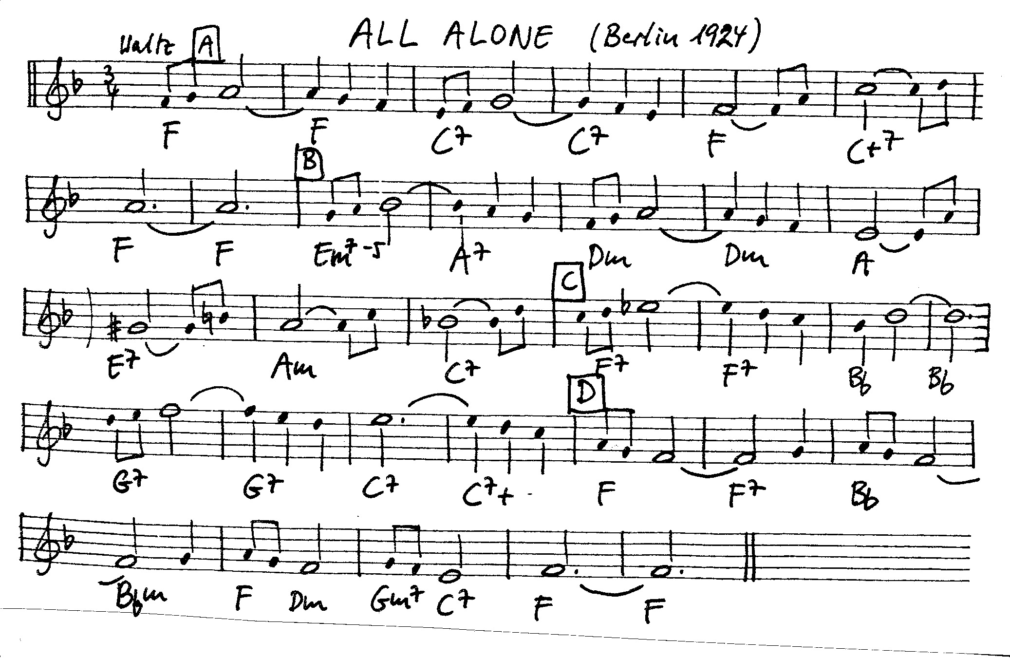 all alone leadsheet – book us for your next 20s or gatsby event